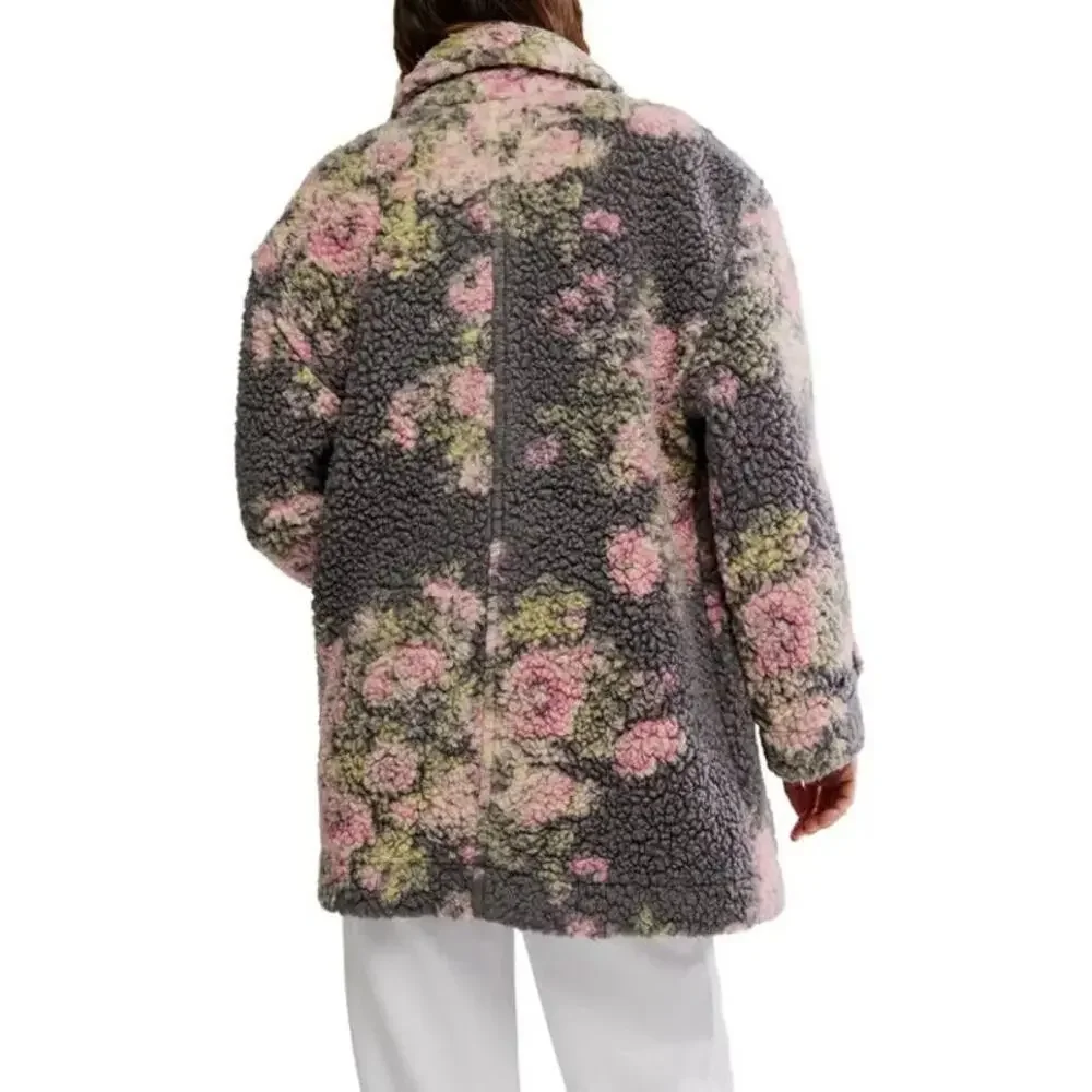 Free People Bali Sweet Attractions Sherpa Trench Coat Floral Sz Small NWT - Picture 3 of 11